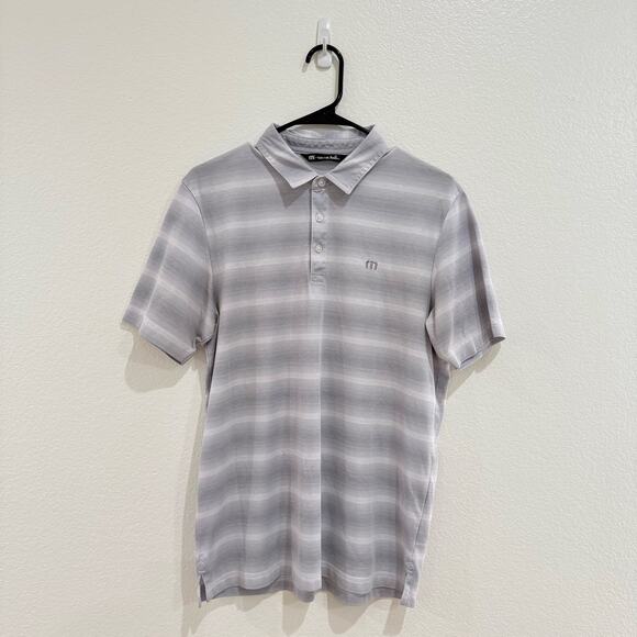 Travis Mathew Beach Camping Stripe Piqué Polo Grey White Short Sleeve Medium - Picture 4 of 14